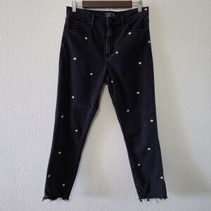 Abercrombie & Fitch High Rise Super Skinny Ankle Embroidered Daisy Jeans Size 10